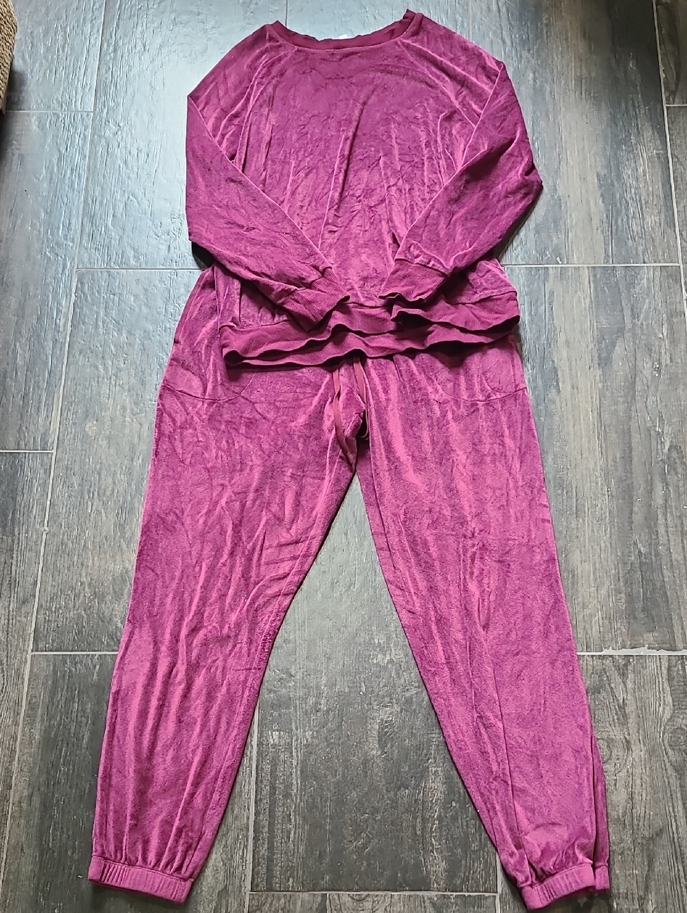 Secret Treasures Plush Long Sleeve Pajama Set in Plum